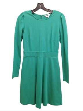 Boden Solid Green Ponte Long-Sleeve Fit & Flare Dress Size 2